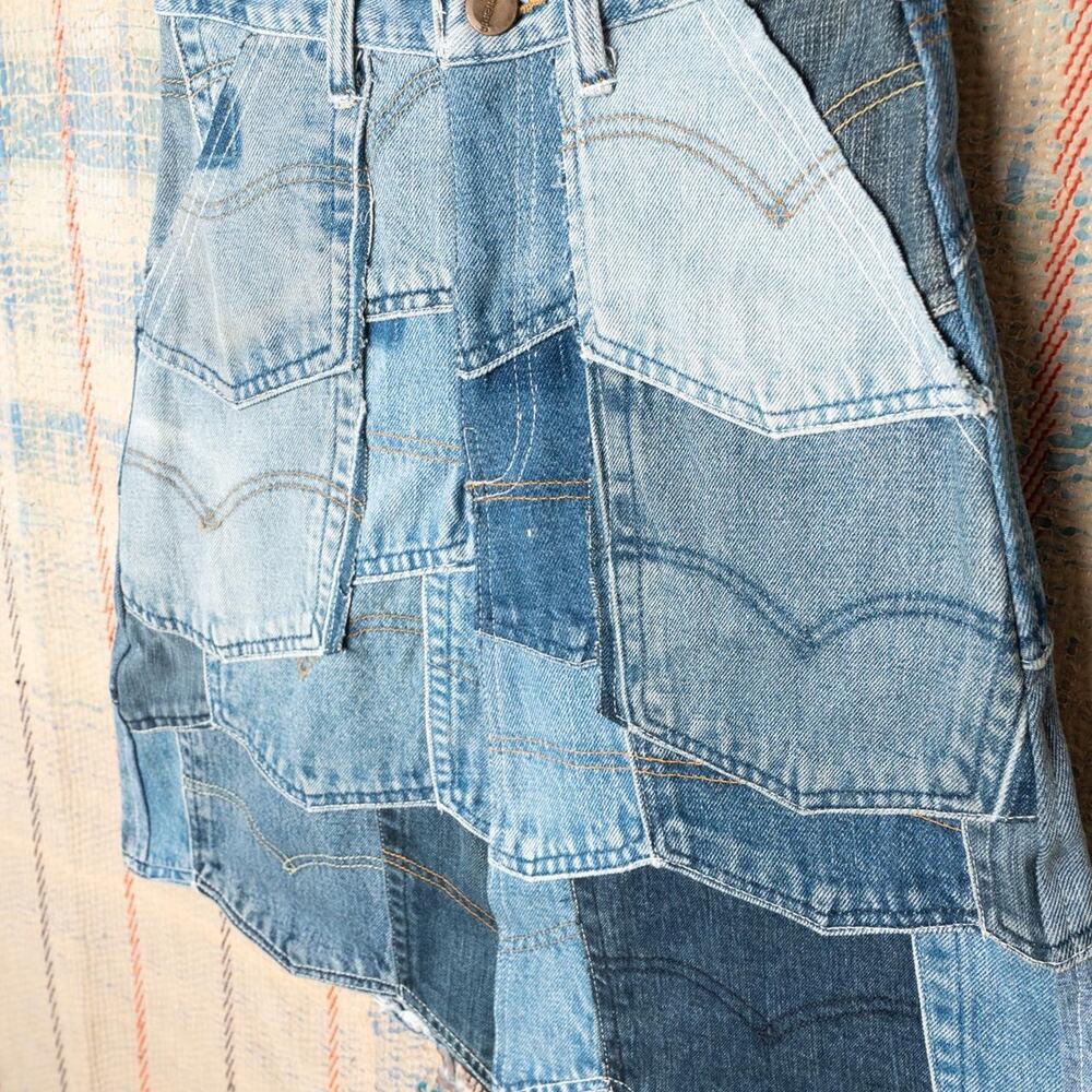Custom upcycled patchwork skirt size 26 - Picture 2 of 7